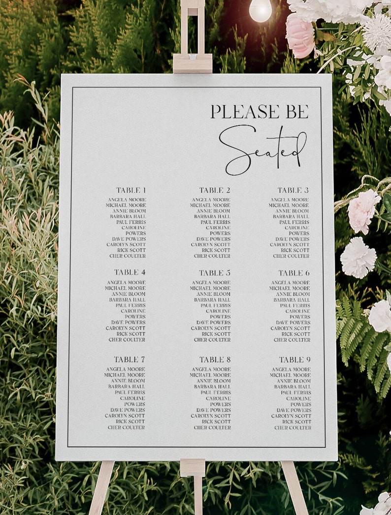 Wedding Seating Chart Sign Template DIY Seating Chart Sign Download ...
