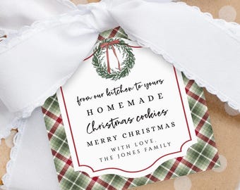 From our Kitchen To Yours Tag, Baked with Love, Cookie Gift Tag, Homemade Tag, Christmas Cookies Tag, Christmas Gift Tag, Baked Goods tag