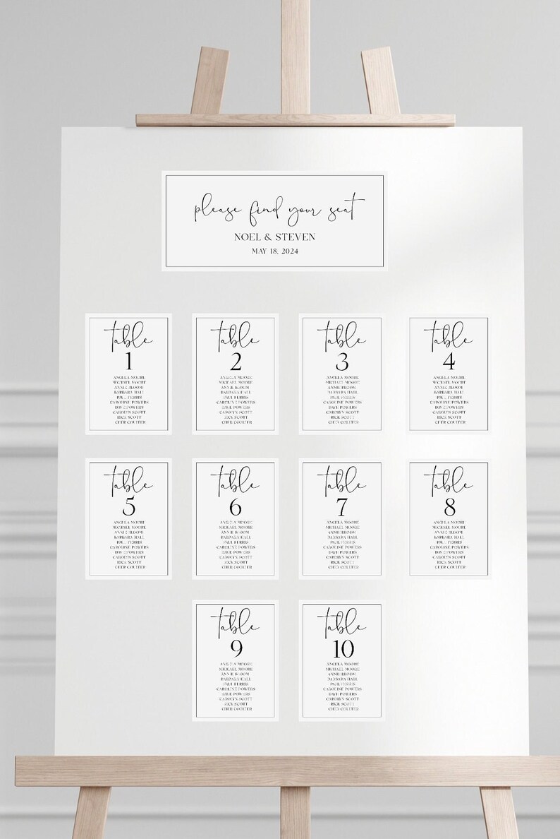 Wedding Seating Card Template DIY Table Numbers Cards Digital Download Wedding Seating Cards ...