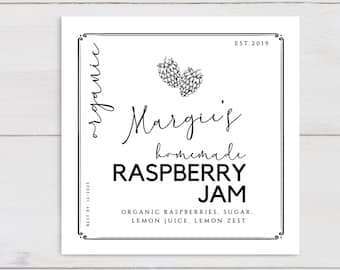 Modern Jam Label, Homemade Tag, Jam Canning Label , Raspberry Jam Label, Custom Stickers for Jelly & Jam, Mason Jars Labels, Made with Love