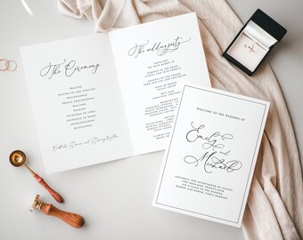 Wedding Folded Program Template Wedding Program Printable Wedding Infographic Program DIY Wedding Program Infographic Wedding Program- Emily