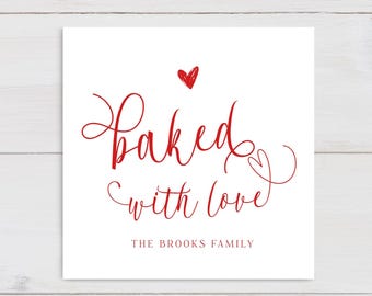 Baked with Love Gift Tags, Homemade Tag, Bake Goods Tag, Homemade Treats Tag, Baked with Love Tags, Valentine Tag, Sweet Treat Tag