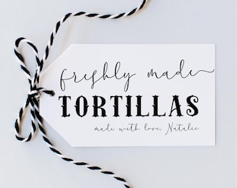 Modern Tortilla Tags, Homemade Tag, Bake Goods Tag,  Sourdough Tortilla Tag, Homemade Tortillas Tag, Tortilla Labels, Freshly Made Labels