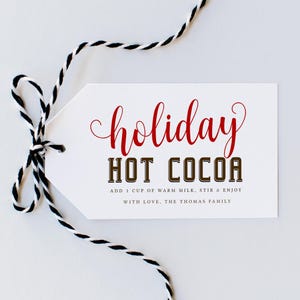 Holiday Hot Cocoa Tag, Holiday Tag Printable, Christmas Tag Holiday, Hot Chocolate Favor Tag, Printable Hot Cocoa Tag, Christmas Hot Cocoa