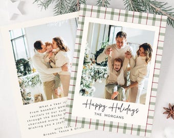 Plaid Christmas Card, Christmas Photo Card, Holiday Card, Family Christmas Card, Editable Christmas Card Template, Plaid Holiday Card