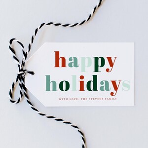 Happy Holidays Gift Tag, DIY Holiday Tag, Printable Christmas Tags, Holiday Favor Tag,  Holiday Gift Label, Merry Christmas Tag