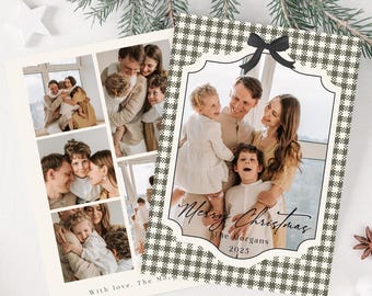 Plaid Christmas Card, Christmas Photo Card, Holiday Card, Family Christmas Card, Editable Christmas Card Template, Plaid Holiday Card