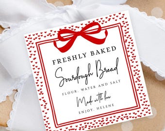 Valentine's Homemade Bread Tags, Homemade Tag, Valentine's Bake Goods Tag, Sourdough Bread Tag, Homemade Bread Tags, Baked with Love Tags