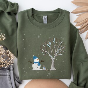 Snowman Christmas Sweatshirt, Y2K Retro Xmas Cat Sweater, Feline Lover Gift, Vintage Holiday Shirt, Adorable Cute Crewneck, Soft & Plush