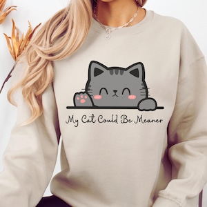 Sweatshirt geestige humor kat, vintage schattige unisex trui met ronde hals voor mannen en vrouwen - leuk kattencadeau, top grappig dierenliefhebber, cool huisdier