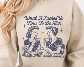 What A Fucked Up Time To Be Alive Sweatshirt. Adult Humor Sweater
