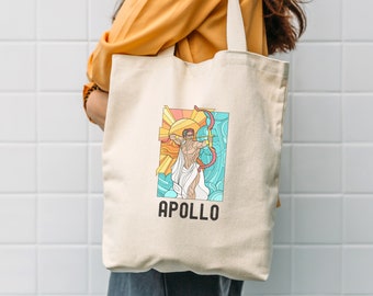 Greek God Tote Bag, Mythology Gods Bag, Apollo Tote, Greek Myth Lover Gift, Durable Tote, Colorful Tote Bag, Vintage Art Bag, Unisex