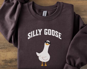 Silly Goose Sweatshirt, Y2K Retro Bird Sweater, Funny Gag Gift, Vintage Soft Plush, Adorable Cute Crewneck, Warm Comfy Pullover For Winter