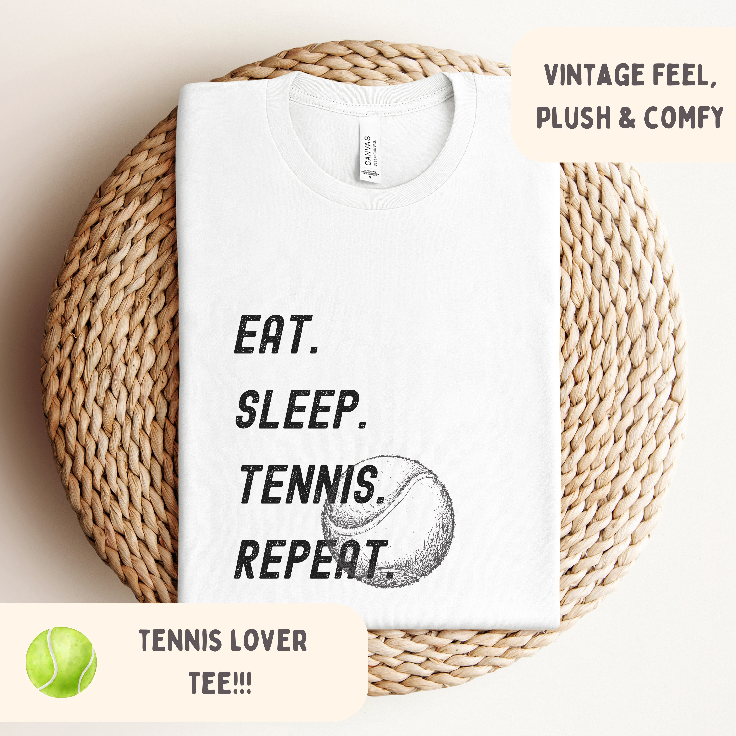 Unisex Eat Sleep Tennis Repeat Tee, Funny Witty Sarcastic humorous T-shirt, Fanatic Tennis Player Tshirt, Athletic Short Sleeve Women