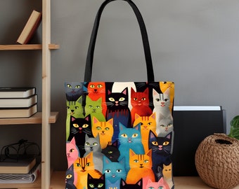 トートバッグ LCDC : 25SS / KAT PRINT SHOULDER BAG (2COLORS) Cats Printing Shopper Handbag | Large Handbag Canvas Cat
