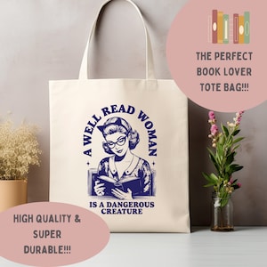 Girl Love Book Tote Bag, Funny Grocery Bag, Women Reading Tote, Witty Tote, Durable Shoulder Bag, Well Read Tote Bag, Book Lover Tote Bag