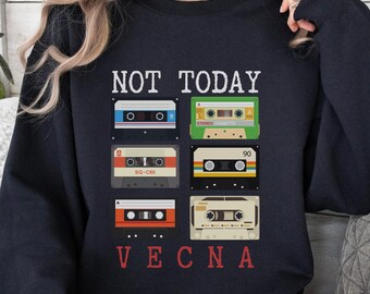 Not Today Vecna Cassette Tape Sweatshirt, 80's Nostalgia Crewneck, 80s Sci-fi Fan Gift