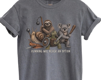 Funny Slow Animals Warrior Tee, Sloth Turtle Koala Graphic Shirt