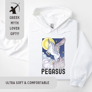 Sudadera con capucha Flying Pegasus, sudadera de caballo, sudadera con capucha de mito griego, suéter de criaturas mitológicas, sudadera de unicornio mágico, idea de regalo unisex