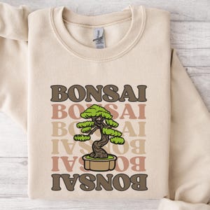 Bonsai Sweatshirt, Japanese Mini Tree Sweater, Y2K Cozy Crewneck, Warm Comfy, Vintage Retro, Gardener Gift, Bonzai Lover Longsleeve