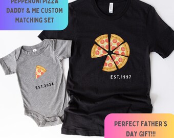 Custom Baby Dada Pizza Shirt, Funny Dad Son Tee and Bodysuit, Father Child T-shirt, Father Day Gift, Cute Baby Tshirt, Adorable Daddy Tee