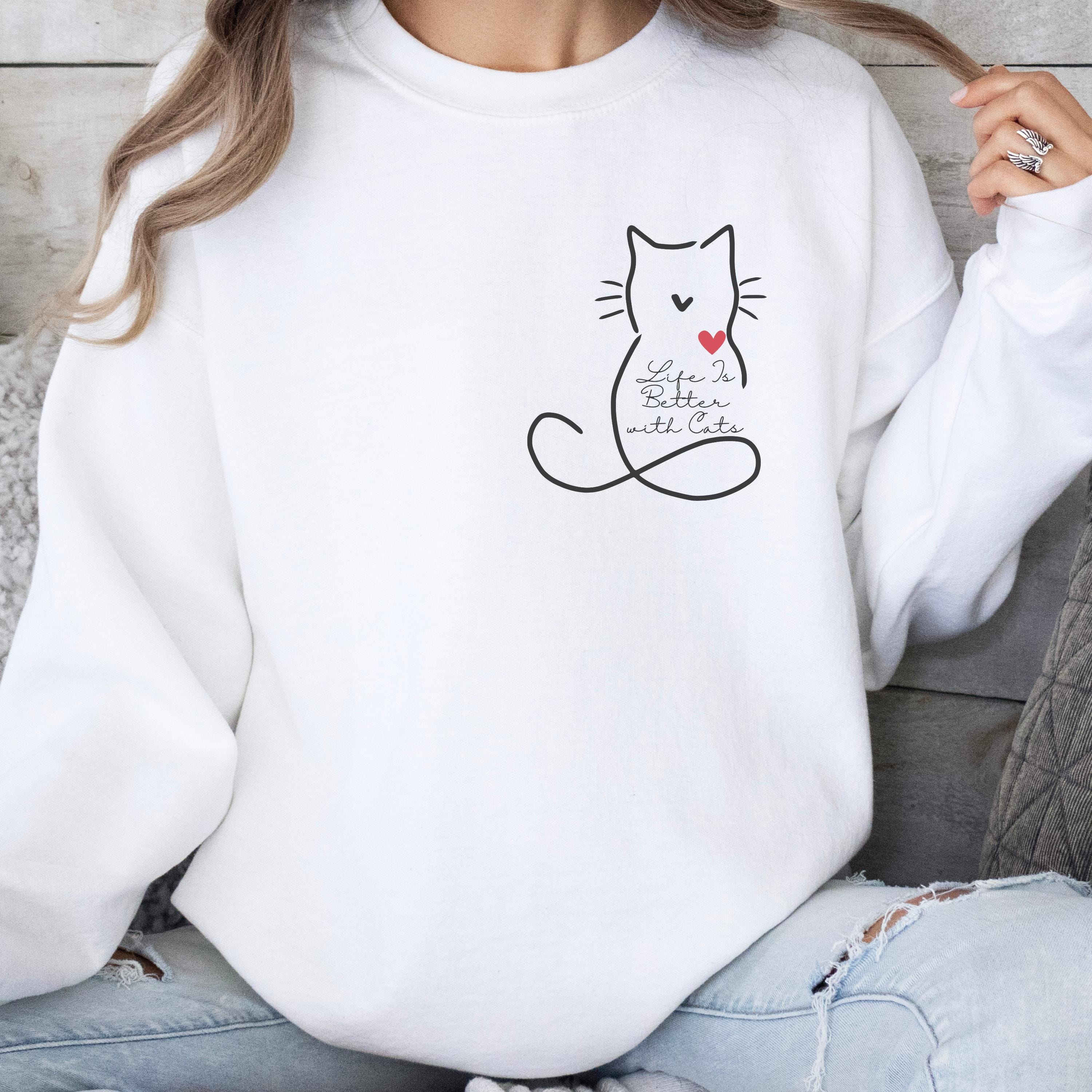 Sweat à Capuche "La Vie Est Meilleure Avec Les Chats" - Design Mignon Chat Pour Femme/fille - 7