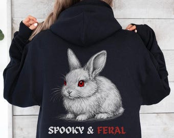 Spooky & Feral Bunny Rabbit Halloween Sweatshirt Hoodie