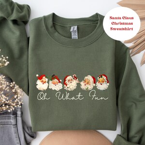 Oh What Fun Santa Christmas Sweatshirt, Uroczy świąteczny sweter, Y2K Holiday Crewneck, Ciepły i przytulny, Vintage Retro, Prezent dla obu płci, Uroczy sweter