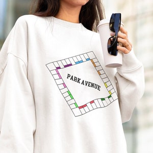 New York Park Avenue Game Board Vintage Sweatshirt, Ultra Comfort Colors Retro Oversized Sweatshirt, Birthday Present, BFF Gift for Her