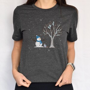 Snowman Kitty Christmas Tshirt, Cat Lover Xmas Tee, Y2K Retro Vintage T-shirt, Feline Lover Gift, Soft & Plush, Adorable Cute Holiday Shirt