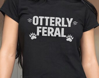 Otterly Feral Adult Baby Tee, Funny Otter Y2K Style Croptop Shirt