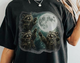 Frankenstein Raccoons Full Moon Halloween Shirt, Spooky Animal Comfort Tee