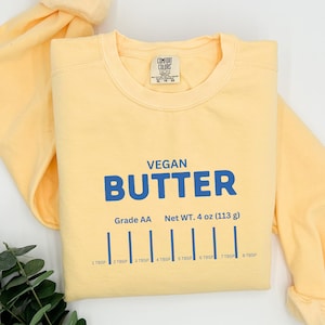 Unisex Vegan Butter Sweatshirt, Cream Lover Sweater, Y2K Retro Jumper, Dairy Lover Gift, Dessert Chef Crewneck, Funny Foodie Pullover