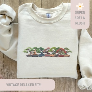Bonzai Tree Sweatshirt, Plants Vintage Sweater, Mother Nature Sweatshirt, Minimalist Sweatshirt, Japanese Bonsai Sweater, Japan Garden Shirt