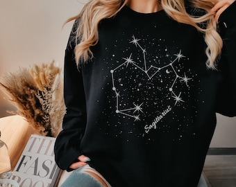 Unisex Sagittarius Sweater, Star Sign Zodiac Celestial Sweatshirt, Astrology Astro Vintage Sweater, Stylish Chic Top, Unique Birthday Gift