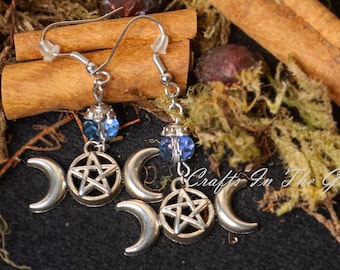 Pendientes de cristal de triple luna