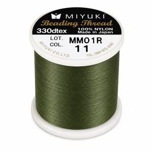 Miyuki Beading Thread Green No. 11 50m Japanese Nylon Thread for Bead Weaving Jewelry Making
