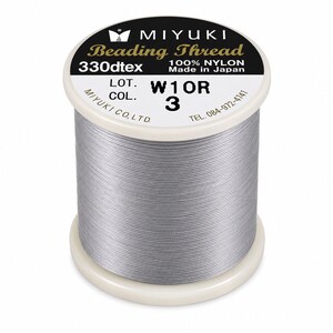 Filo per perline Miyuki per tessitura di perline - N. 03 Argento 50 m