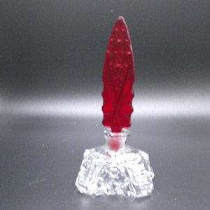 Beautiful Vintage Perfume Bottle with Ruby Glass Spire Stopper
