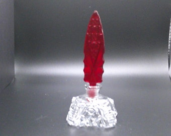 Beautiful Vintage Perfume Bottle with Ruby Glass Spire Stopper