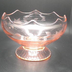 Pink Glass Footed Bowl