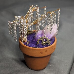 Weeping Willow Wire Tree with White/Purple Epoxy Gem