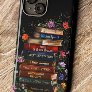 Personalized Favorite Books Phone Case: Custom Bookshelf Dark Academia Book Lover Gift