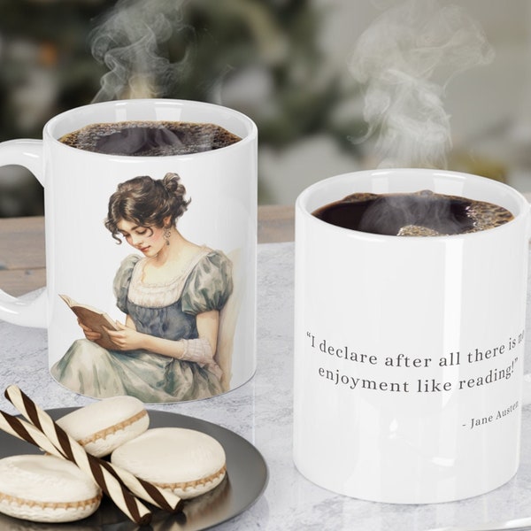 Stolz und Vorurteil Lesebuch-Liebhaber-Tasse, Jane Austen Geschenk, Cottage Core Style Teetasse, Bücherwurm Lehrer Geschenk für sie, lustige Bücherwurm Tasse