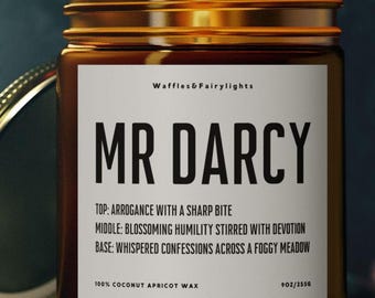 Smells Like Mr Darcy Candle, Pride and Prejudice Jane Austen Gift, Funny Reader Gift for Book Lover, Bookish Candle, Regency Decor