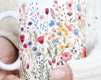 Wildflower Coffee Mug: Vintage Botanical Floral Garden Tea Cup