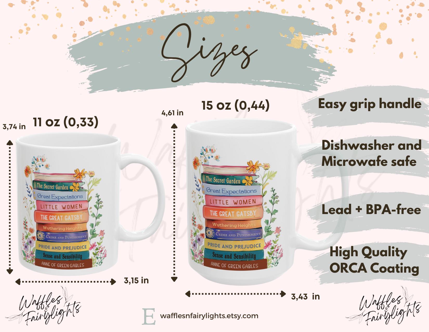 Custom Book Stack Floral Mug, Personalized Book Coffee Cup, Gift for ...