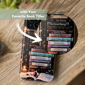 Personalized Favorite Book Phone Case: Custom Bookshelf Dark Academia Book Lover Gift