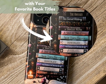Personalized Bookshelf Phone Case: Dark Academia Book Lover Gift