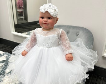 White Dress for Baby | Baptism Dress | Flower Girl Dress for Baby and Toddler | Christening Dress | Naming Ceremony Dress | Photoshoot Dress